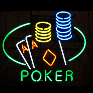 Professional  Poker Double Aces Shop Open Neon Sign