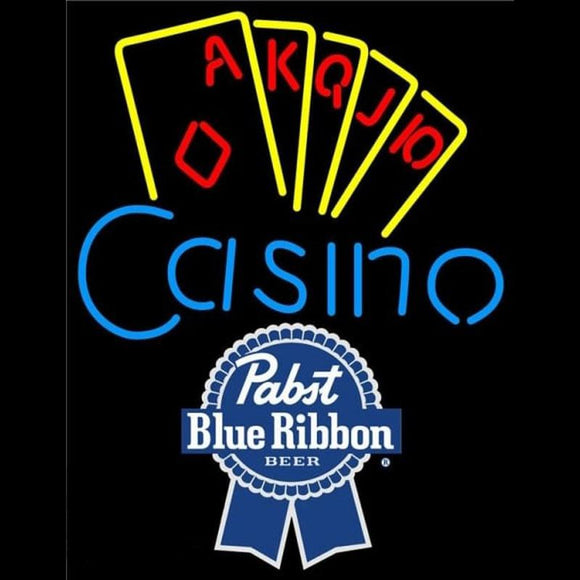 Pabst Blue Ribbon Poker Casino Ace Series Beer Sign Handmade Art Neon Sign