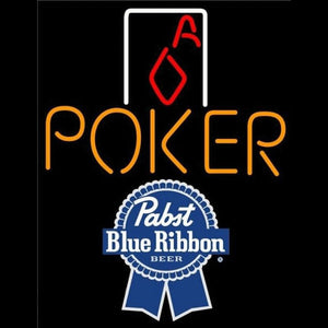 Pabst Blue Ribbon Poker Squver Ace Beer Sign Handmade Art Neon Sign