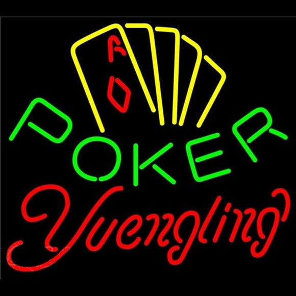 Yuengling Poker Yellow Beer Sign Handmade Art Neon Sign