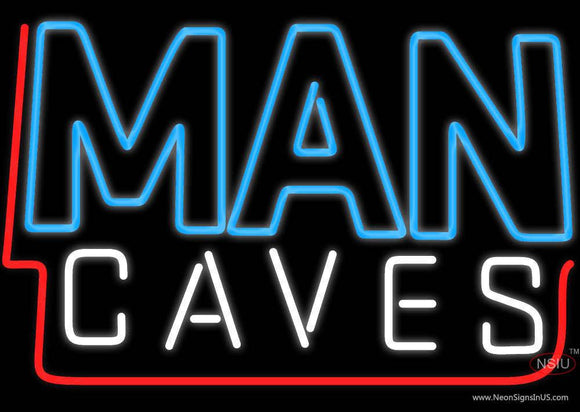 Blue And White Red Border Man Cave Neon Sign
