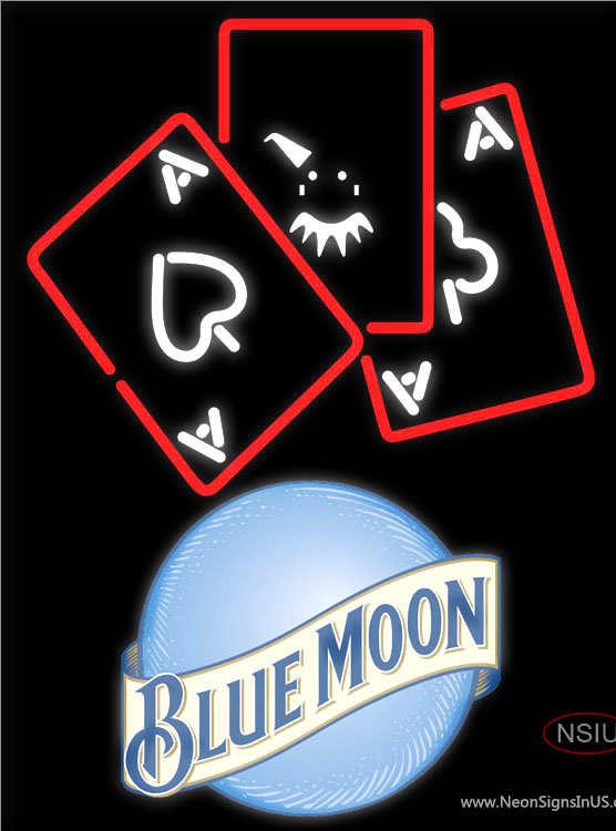 Blue Moon Ace And Poker Neon Sign
