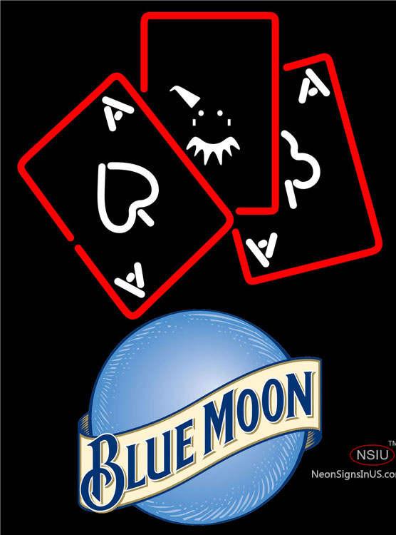 Blue Moon Ace And Poker Neon Sign