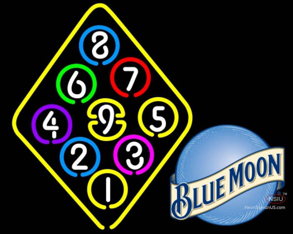 Blue Moon Ball Billiard Rack Pool Neon Beer Sign  