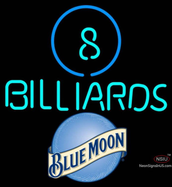 Blue Moon Ball Billiards Pool Neon Beer Sign  