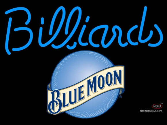 Blue Moon Billiards Text Pool Neon Beer Sign  7