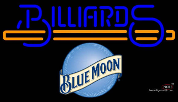 Blue Moon Billiards Text With Stick Pool Neon Beer Sign Giant  