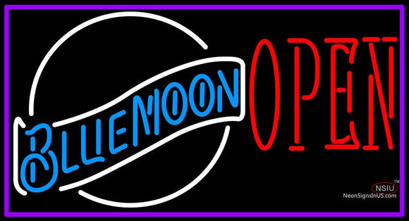 Blue Moon White Open Neon Beer Sign