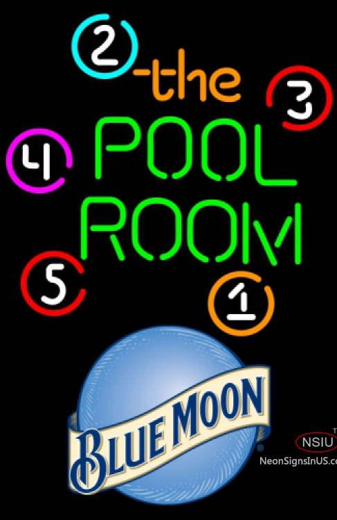 Blue Moon Pool Room Billiards Neon Beer Sign  