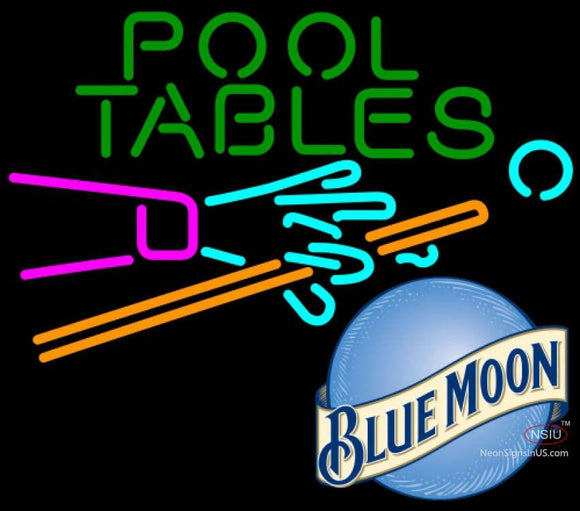 Blue Moon Pool Tables Billiards Neon Beer Sign  