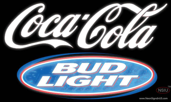 Bud Light Coca Cola White Neon Sign  
