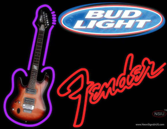 Bud Light Fender Red GUITAR Neon Sign  