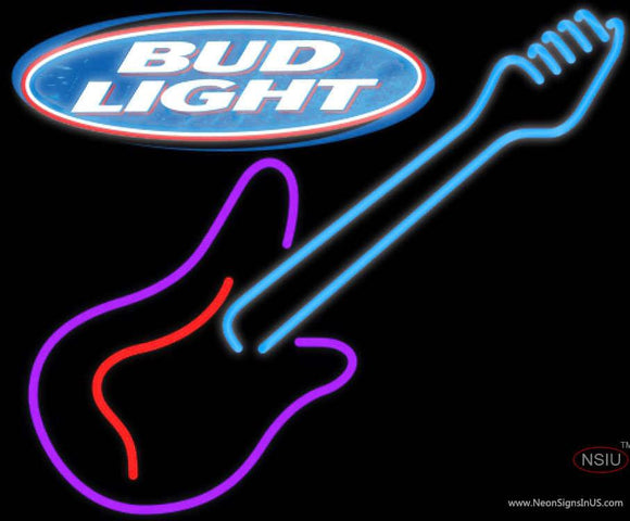 Bud Light GUITAR Purple Red Neon Sign  