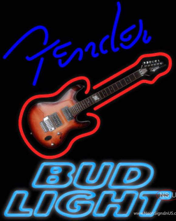 Bud Light Neon Fender Blue Red GUITAR Neon Sign  