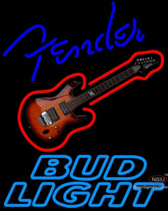 Bud Light Neon Fender Blue Red GUITAR Neon Sign  