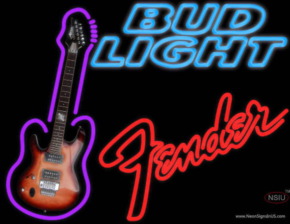 Bud Light Neon Fender Red GUITAR Neon Sign  7