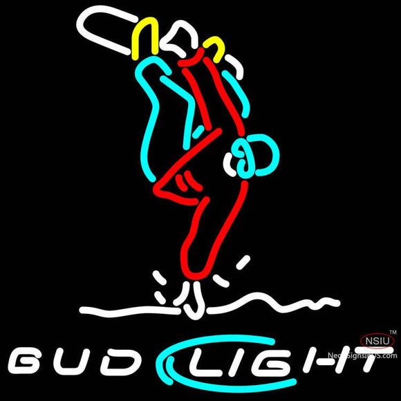 Bud Light Snow Skier Frontside  Neon Beer Sign & Light