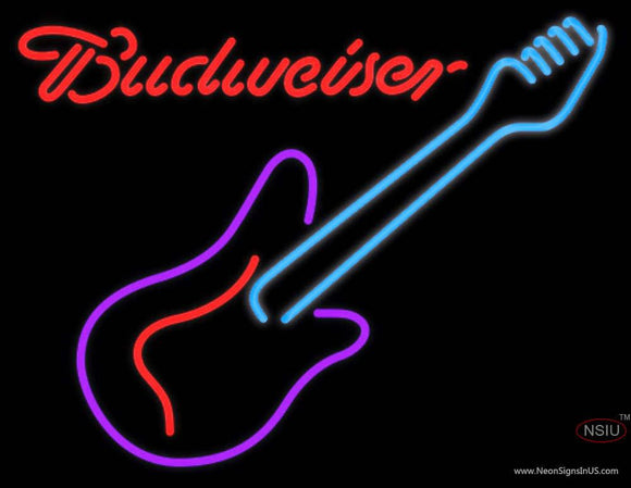 Budweiser Neon Guitar Purple Red Neon Sign  7