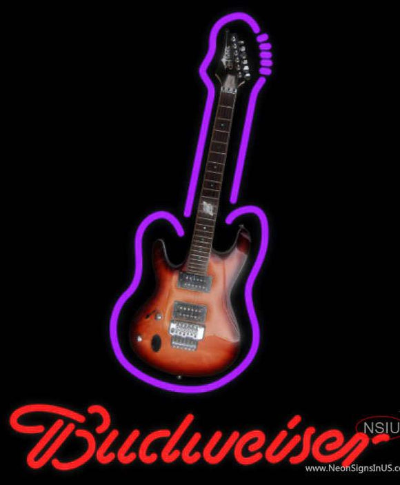 Budweiser Neon Purple Guitar Neon Sign  
