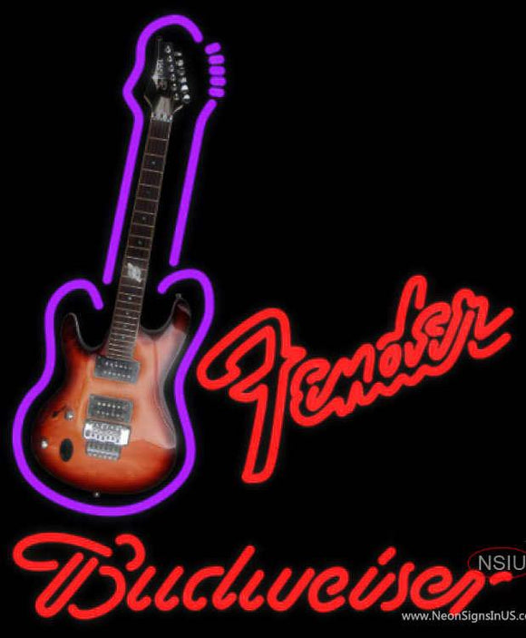Budweiser Neon Red Fender Guitar Neon Sign  7