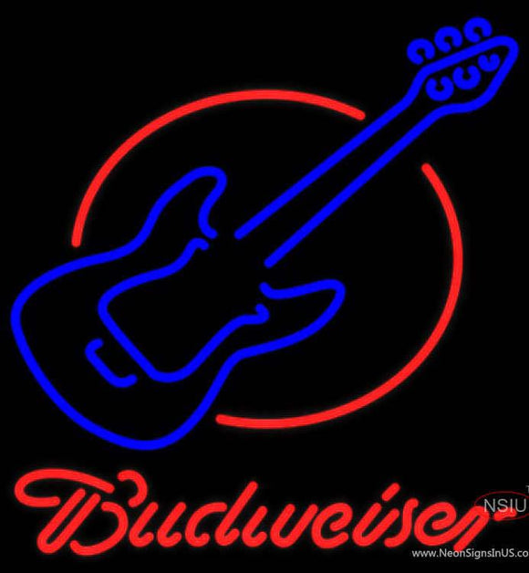 Budweiser Neon Red Round Guitar Neon Sign  