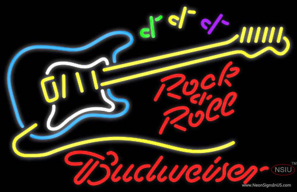 Budweiser Neon Rock N Roll Yellow Guitar Neon Sign  7