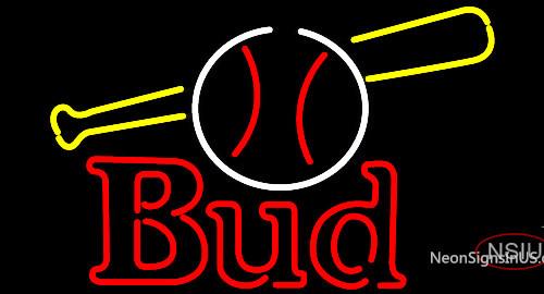 Bud Baseball And Bat Neon Beer Sign