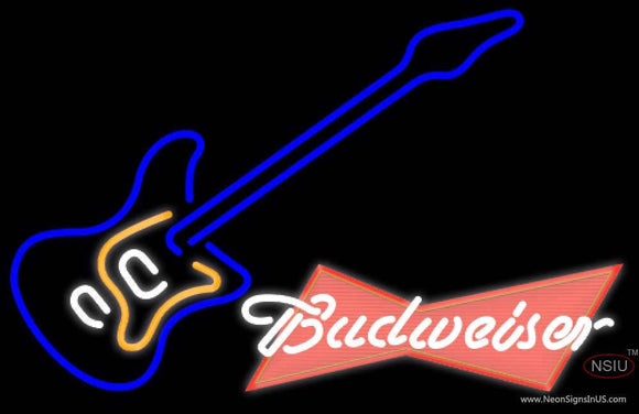 Budweiser Red Blue Electric Guitar Neon Sign  