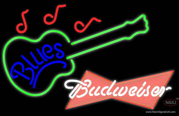 Budweiser Red Blues Guitar Neon Sign  