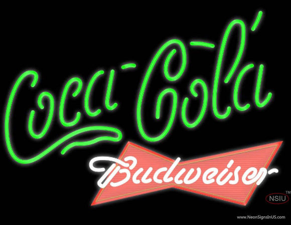Budweiser Red Coca Cola Green Neon Sign  