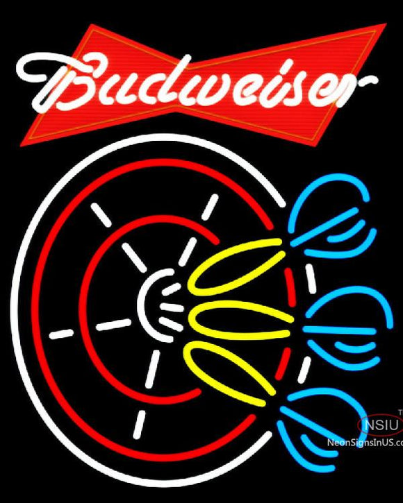 Budweiser Red Darts Pin Neon Sign  
