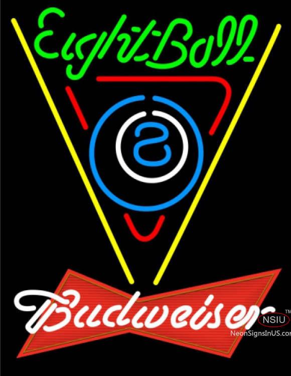 Budweiser Red Eight Ball Billiards Pool Neon Sign  