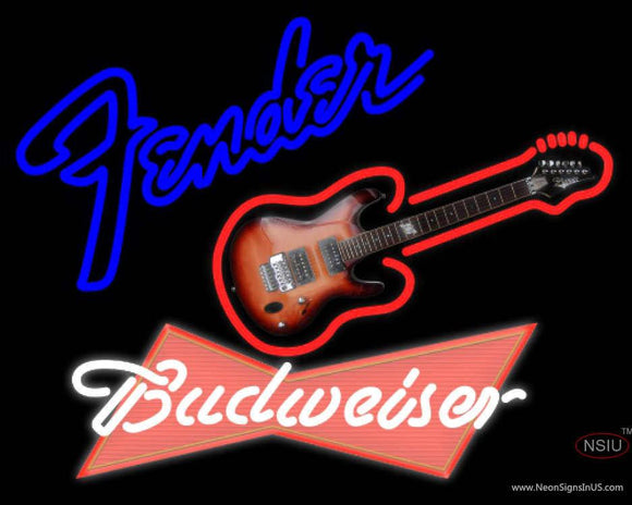Budweiser Red Fender Guitar Neon Sign  