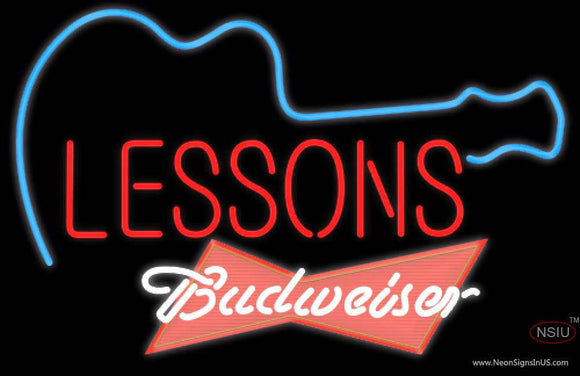 Budweiser Red Guitar Lessons Neon Sign  