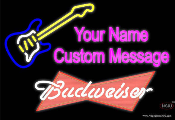 Budweiser Red Guitar Logo Neon Sign  