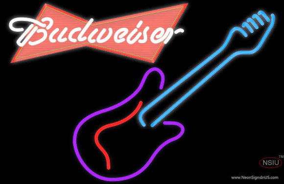 Budweiser Red Guitar Purple Red Neon Sign  