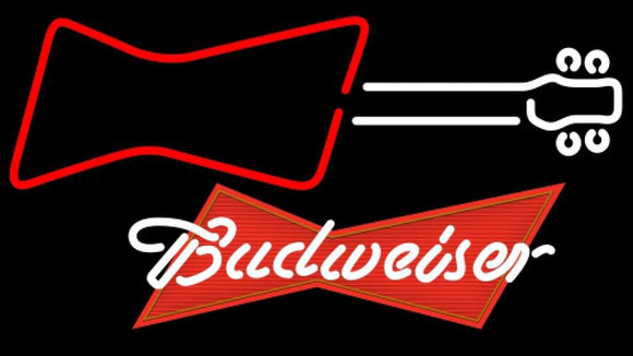 Budweiser Red Guitar Red White Handmade Art Neon Sign
