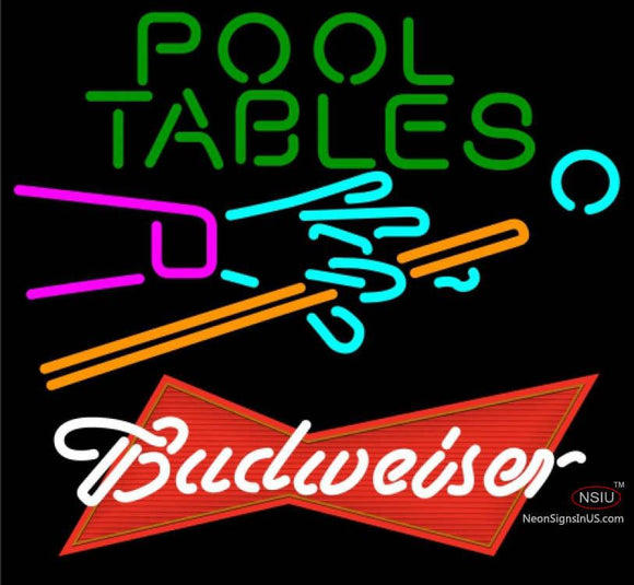 Budweiser Red Pool Tables Billiards Neon Sign  