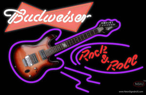 Budweiser Red Rock N Roll Electric Guitar Neon Sign  