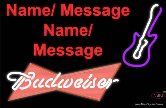 Budweiser Red Violet Guitar Neon Sign  