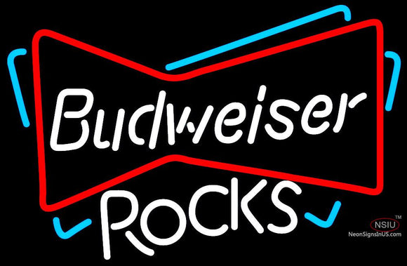 Budweiser Rocks Bowtie Neon Beer Sign