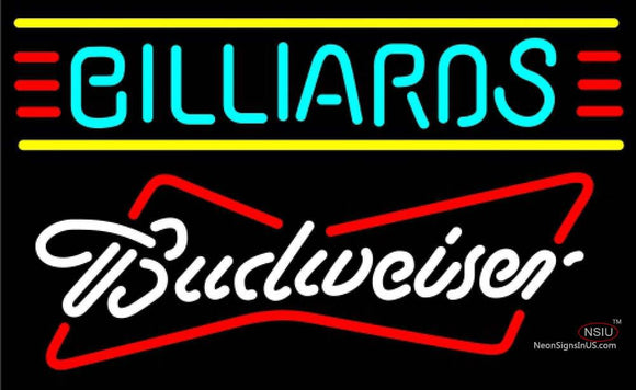 Budweiser White Billiards Text Borders Pool Neon Sign  