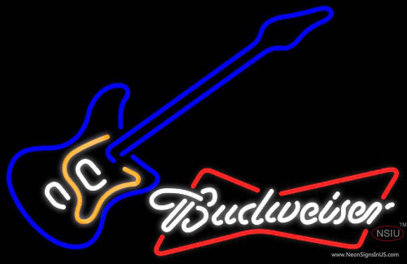 Budweiser White Blue Electric Guitar Neon Sign  