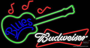 Budweiser White Blues Guitar Neon Sign  