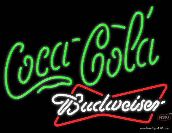 Budweiser White Coca Cola Green Neon Sign  
