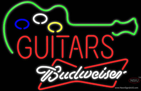 Budweiser White Guitar Flashing Neon Sign  