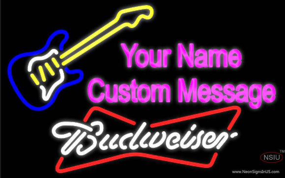 Budweiser White Guitar Logo Neon Sign  