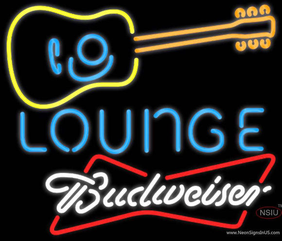 Budweiser White Guitar Lounge Neon Sign  