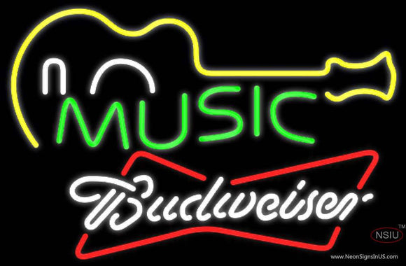 Budweiser White Music Guitar Neon Sign  7