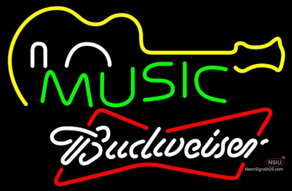 Budweiser White Music Guitar Neon Sign  7
